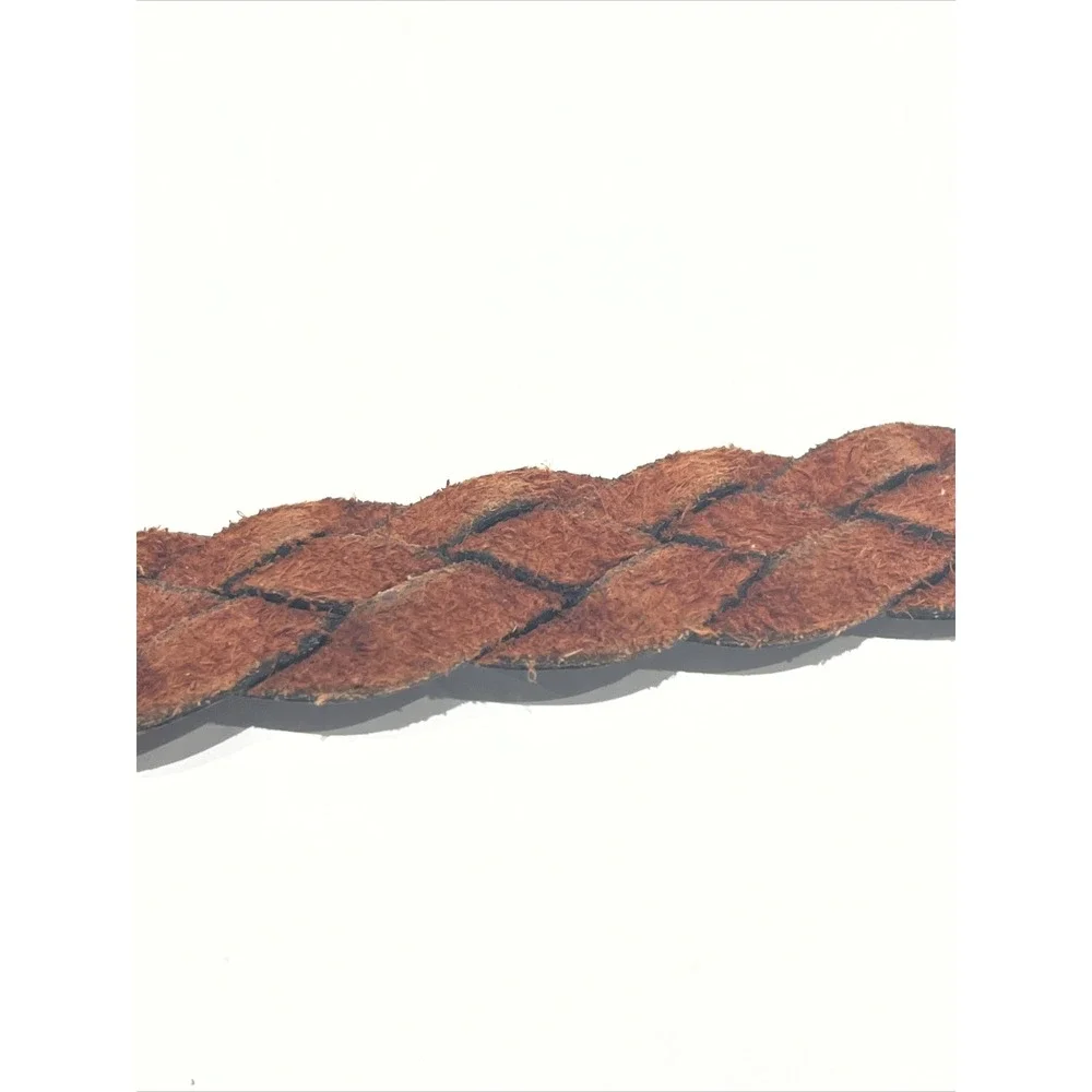 Ribco USA Mens Brown Braided Woven Leather Belt Size 38 Brass Buckle Uruguay